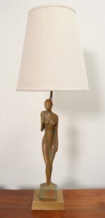 Pair of Vintage Male and Female Figural Carved Table Lamps by Clifford C Stasack - Image 9