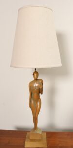 Pair of Vintage Male and Female Figural Carved Table Lamps by Clifford C Stasack - Image 10