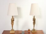 Pair of Vintage Male and Female Figural Carved Table Lamps by Clifford C Stasack - Image 8