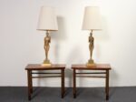Pair of Vintage Male and Female Figural Carved Table Lamps by Clifford C Stasack - Image 2