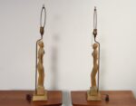 Pair of Vintage Male and Female Figural Carved Table Lamps by Clifford C Stasack - Image 4