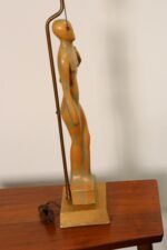 Pair of Vintage Male and Female Figural Carved Table Lamps by Clifford C Stasack - Image 11