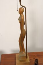 Pair of Vintage Male and Female Figural Carved Table Lamps by Clifford C Stasack - Image 12