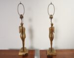 Pair of Vintage Male and Female Figural Carved Table Lamps by Clifford C Stasack - Image 6