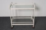 Vintage Tamiami Two Tier Glass and White Enamel Metal Bar Cart by Brown Jordan - Image 9