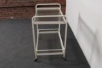 Vintage Tamiami Two Tier Glass and White Enamel Metal Bar Cart by Brown Jordan - Image 4