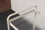 Vintage Tamiami Two Tier Glass and White Enamel Metal Bar Cart by Brown Jordan - Image 14