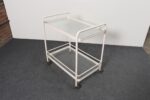 Vintage Tamiami Two Tier Glass and White Enamel Metal Bar Cart by Brown Jordan - Image 7