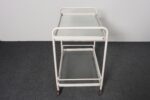 Vintage Tamiami Two Tier Glass and White Enamel Metal Bar Cart by Brown Jordan - Image 2