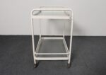 Vintage Tamiami Two Tier Glass and White Enamel Metal Bar Cart by Brown Jordan - Image 3