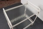 Vintage Tamiami Two Tier Glass and White Enamel Metal Bar Cart by Brown Jordan - Image 13