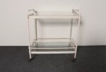 Vintage Tamiami Two Tier Glass and White Enamel Metal Bar Cart by Brown Jordan - Image 10
