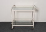 Vintage Tamiami Two Tier Glass and White Enamel Metal Bar Cart by Brown Jordan - Image 6