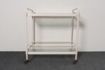 Vintage Tamiami Two Tier Glass and White Enamel Metal Bar Cart by Brown Jordan - Image 11