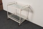 Vintage Tamiami Two Tier Glass and White Enamel Metal Bar Cart by Brown Jordan - Image 8