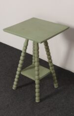 Vintage Folk Art Two Tier Mint Green Bobbin Side Table - Image 2