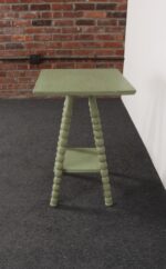 Vintage Folk Art Two Tier Mint Green Bobbin Side Table - Image 7