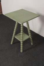 Vintage Folk Art Two Tier Mint Green Bobbin Side Table - Image 3