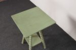 Vintage Folk Art Two Tier Mint Green Bobbin Side Table - Image 9