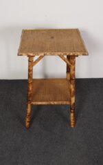 Antique Aesthestic Movement Victorian Burnt Bamboo Tortoise Shell Side Table - Image 4