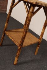 Antique Aesthestic Movement Victorian Burnt Bamboo Tortoise Shell Side Table - Image 15