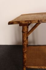 Antique Aesthestic Movement Victorian Burnt Bamboo Tortoise Shell Side Table - Image 13