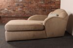 Vintage Art Deco-Style Chaise Lounge in Taupe Chenille with Ebonized Plinth Feet - Image 8