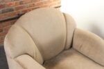 Vintage Art Deco-Style Chaise Lounge in Taupe Chenille with Ebonized Plinth Feet - Image 17