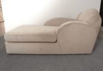 Vintage Art Deco-Style Chaise Lounge in Taupe Chenille with Ebonized Plinth Feet - Image 9