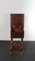 Antique Aesthestic Movement Stained Oak Sewing / Decorative Box on Bamboo Stand - Image 3