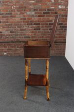 Antique Aesthestic Movement Stained Oak Sewing / Decorative Box on Bamboo Stand - Image 8