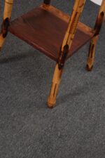 Antique Aesthestic Movement Stained Oak Sewing / Decorative Box on Bamboo Stand - Image 18