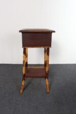 Antique Aesthestic Movement Stained Oak Sewing / Decorative Box on Bamboo Stand - Image 5
