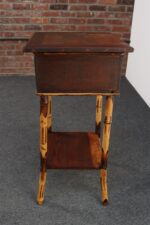Antique Aesthestic Movement Stained Oak Sewing / Decorative Box on Bamboo Stand - Image 7