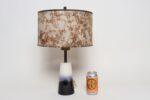 Vintage Atomic Aladdin Matte Blue and White Glazed Ceramic Table Lamp with Shade - Image 8