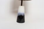 Vintage Atomic Aladdin Matte Blue and White Glazed Ceramic Table Lamp with Shade - Image 9
