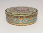 Vintage Dutch Beaded Mosaic Relief Biscuit Tin/Lidded Box with Floral Decoration - Image 2