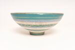 Large Teal and Gilt Ceramic "Seta" Pedestal Bowl by Aldo Londi for Bitossi Italy - Image 2