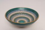 Large Teal and Gilt Ceramic "Seta" Pedestal Bowl by Aldo Londi for Bitossi Italy - Image 4