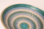 Large Teal and Gilt Ceramic "Seta" Pedestal Bowl by Aldo Londi for Bitossi Italy - Image 18