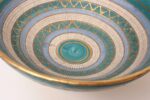 Large Teal and Gilt Ceramic "Seta" Pedestal Bowl by Aldo Londi for Bitossi Italy - Image 17