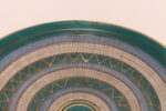 Large Teal and Gilt Ceramic "Seta" Pedestal Bowl by Aldo Londi for Bitossi Italy - Image 16