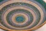 Large Teal and Gilt Ceramic "Seta" Pedestal Bowl by Aldo Londi for Bitossi Italy - Image 15
