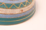 Large Teal and Gilt Ceramic "Seta" Pedestal Bowl by Aldo Londi for Bitossi Italy - Image 13