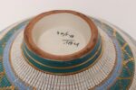 Large Teal and Gilt Ceramic "Seta" Pedestal Bowl by Aldo Londi for Bitossi Italy - Image 21