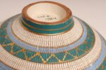 Large Teal and Gilt Ceramic "Seta" Pedestal Bowl by Aldo Londi for Bitossi Italy - Image 20