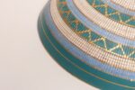 Large Teal and Gilt Ceramic "Seta" Pedestal Bowl by Aldo Londi for Bitossi Italy - Image 11