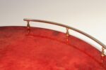 Large Italian Modernist Round Tray in Brass and Dyed Red Goatskin by Aldo Tura - Image 14