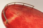 Large Italian Modernist Round Tray in Brass and Dyed Red Goatskin by Aldo Tura - Image 17
