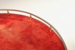 Large Italian Modernist Round Tray in Brass and Dyed Red Goatskin by Aldo Tura - Image 19